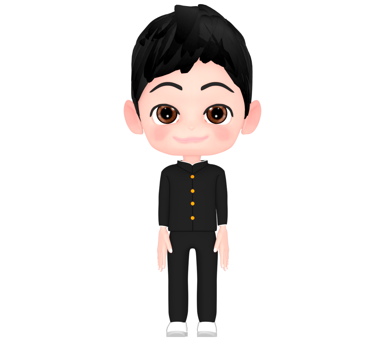 前を見て立つ男子生徒のイラスト