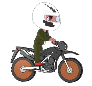 立ってオフロードバイクを運転するイラスト