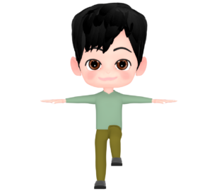 片足立ちの男性のイラスト