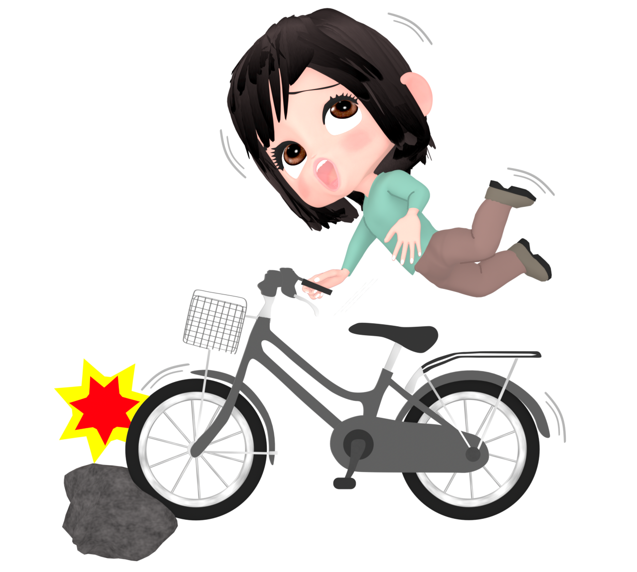 stone falling bicycle woman img