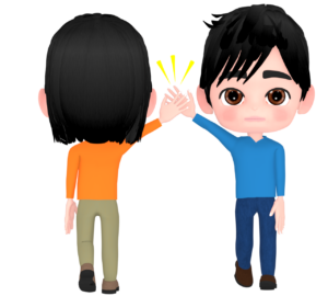真顔でハイタッチをするイラスト