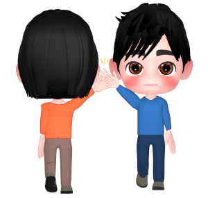 真顔でハイタッチするイラスト