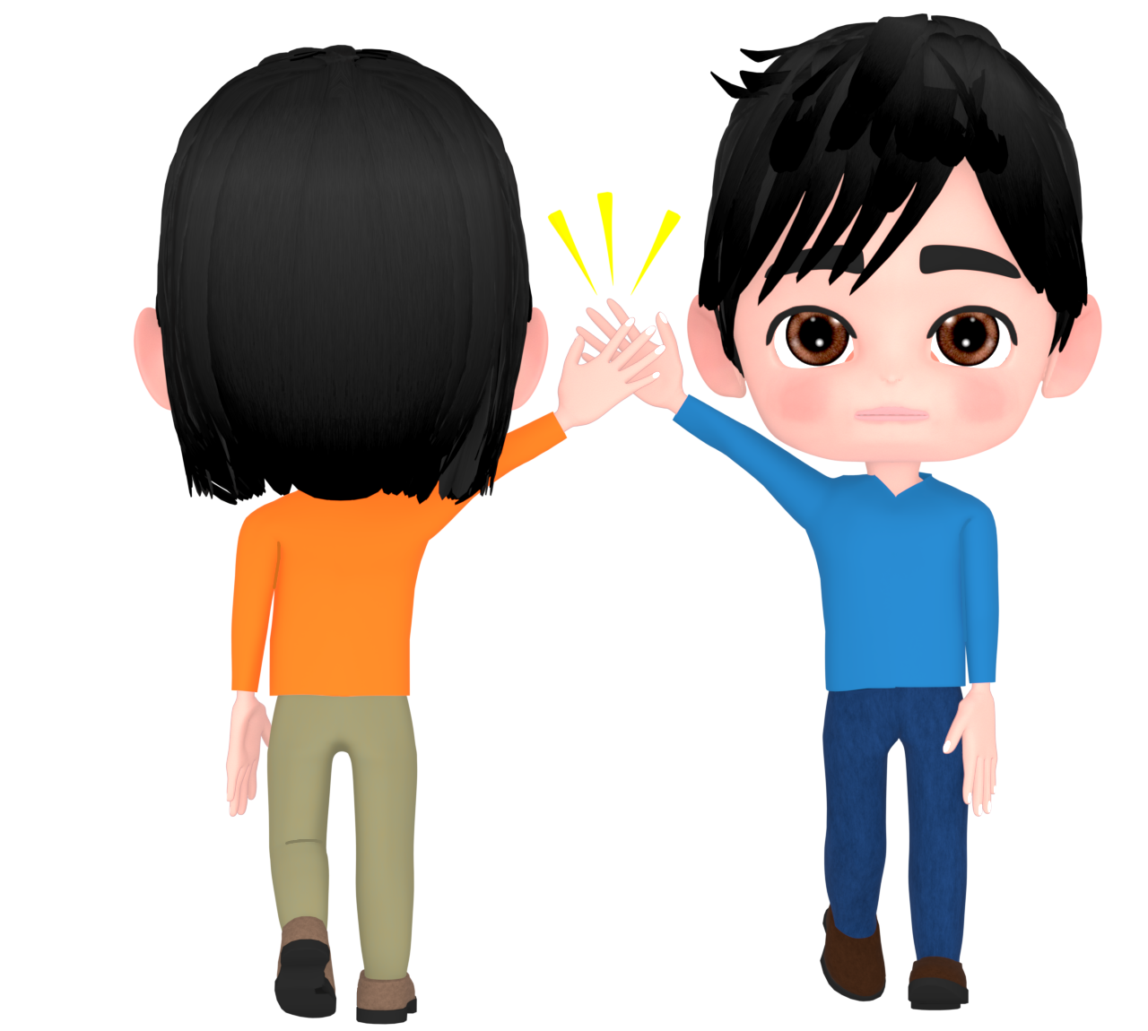 真顔でハイタッチをするイラスト
