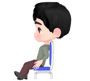 足を伸ばして椅子に座る姿勢の悪い人のイラスト