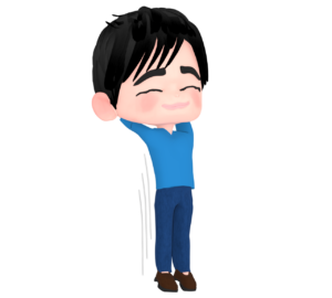 背伸びをする男性のイラスト