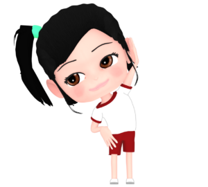体側伸ばしをする女の子のイラスト
