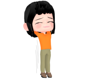 気持ちよく背伸びをする女性のイラスト