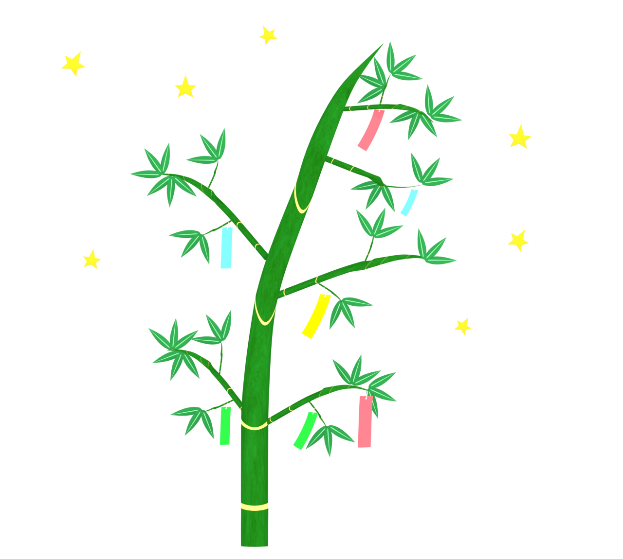 七夕の短冊がついた竹のイラスト