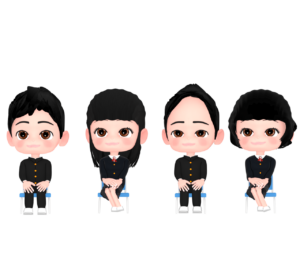 パイプ椅子に座る生徒のイラスト