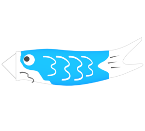 おしゃれな青色の鯉のぼりのイラスト