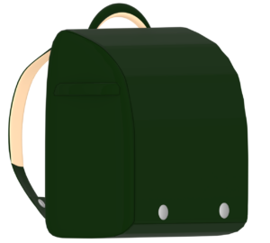 おしゃれな緑色のランドセルのイラスト