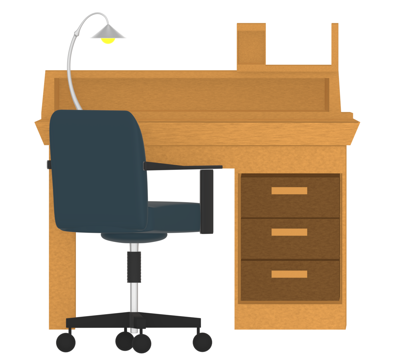 おしゃれな木製の机と椅子のイラスト