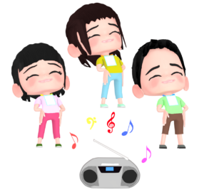 夏休みにラジオ体操をするイラスト