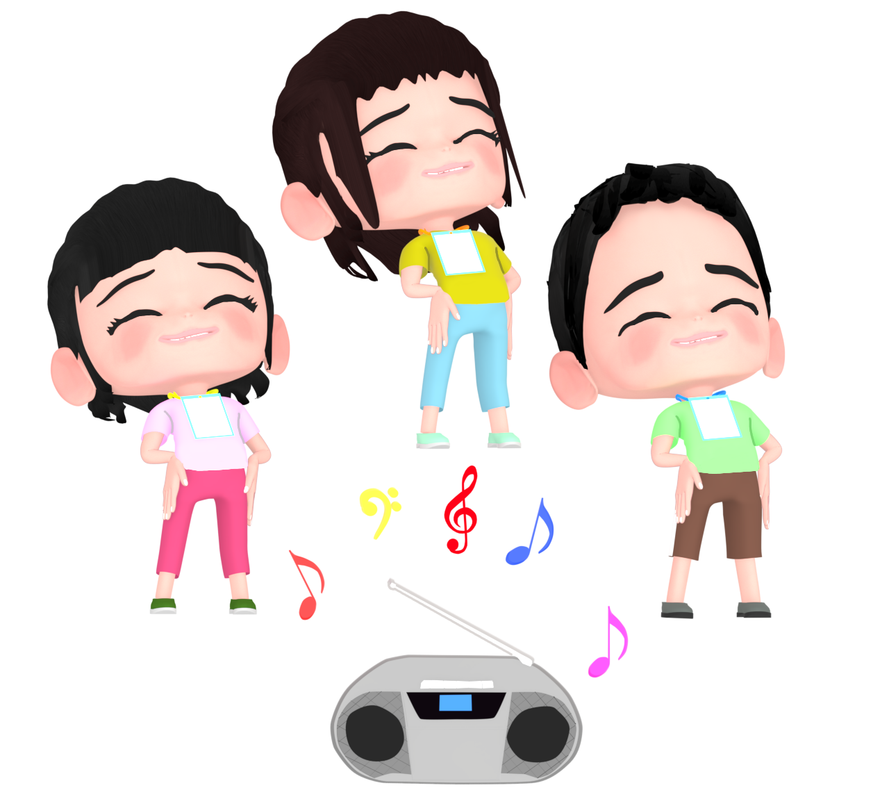 夏休みにラジオ体操をするイラスト