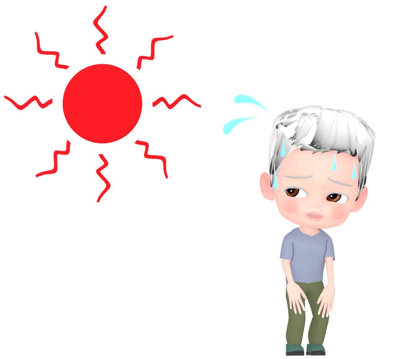 猛暑日に熱中症になるシニアのイラスト 12 猛暑日に熱中症になるシニアのイラスト