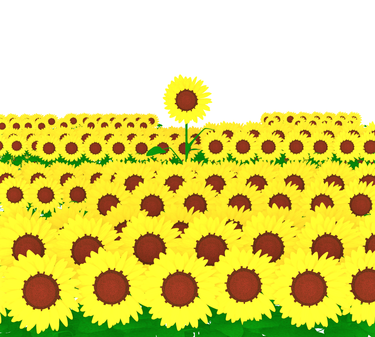 ひまわり畑のイラスト