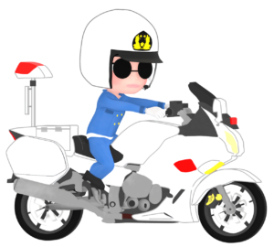サングラスをした白バイ隊員のイラスト