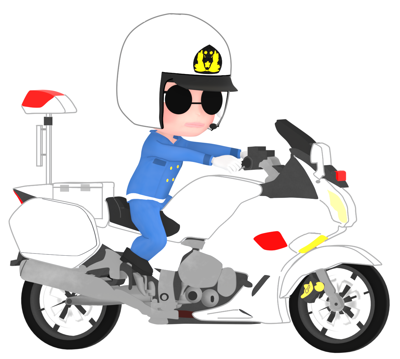 サングラスをした白バイ隊員のイラスト