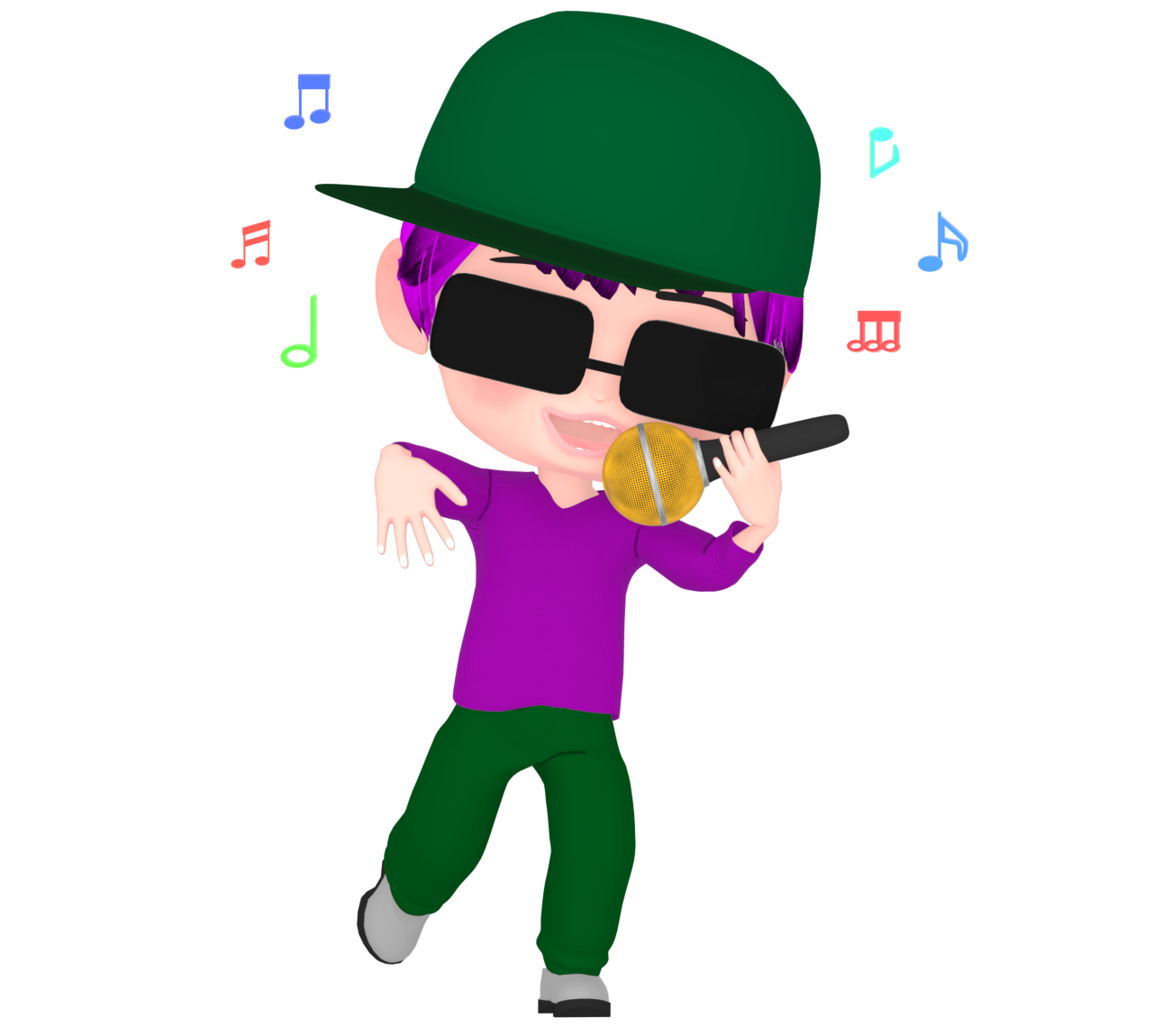 サングラスをつけてラップを歌うラッパーのイラスト