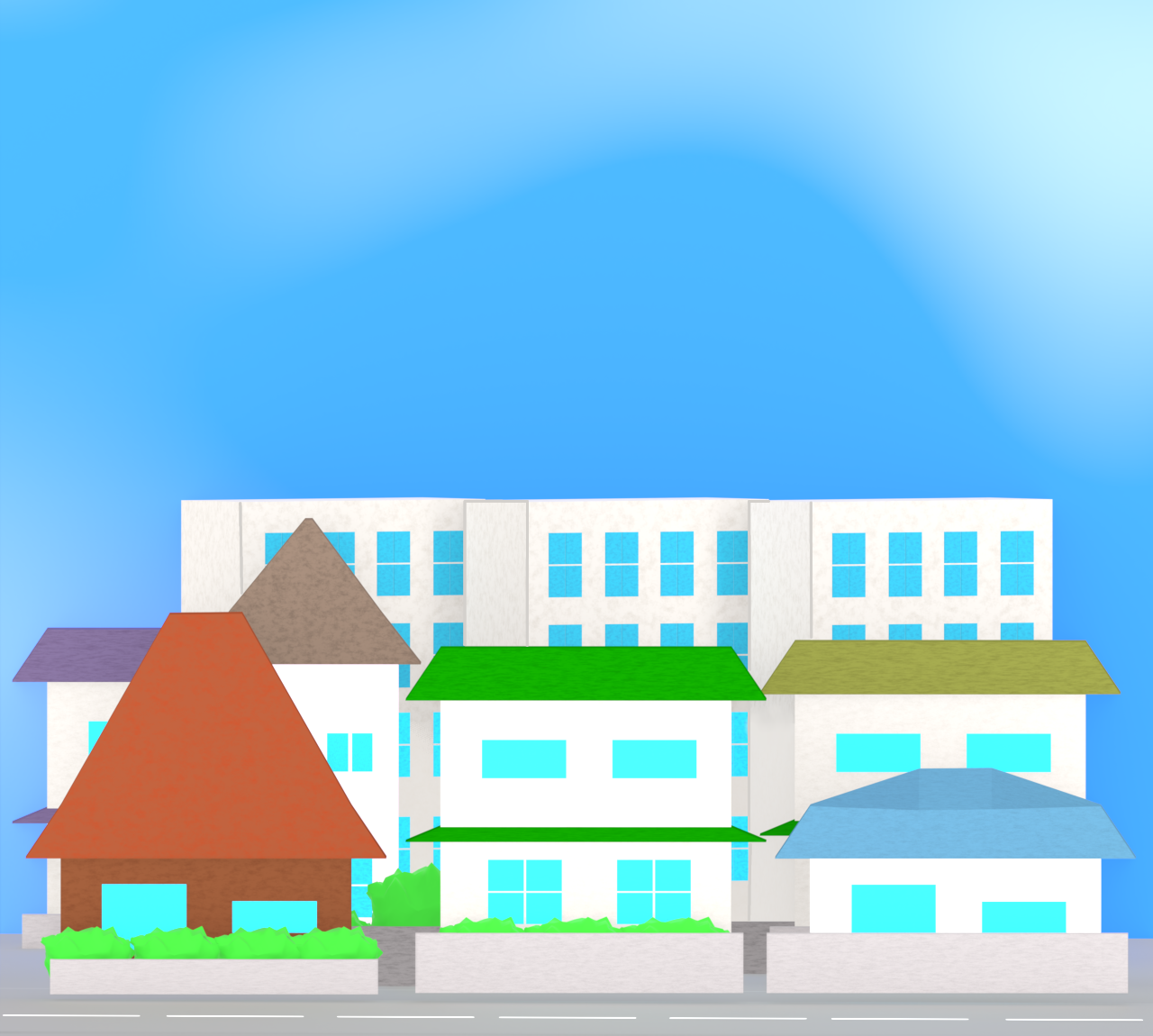晴れた住宅街のイラスト