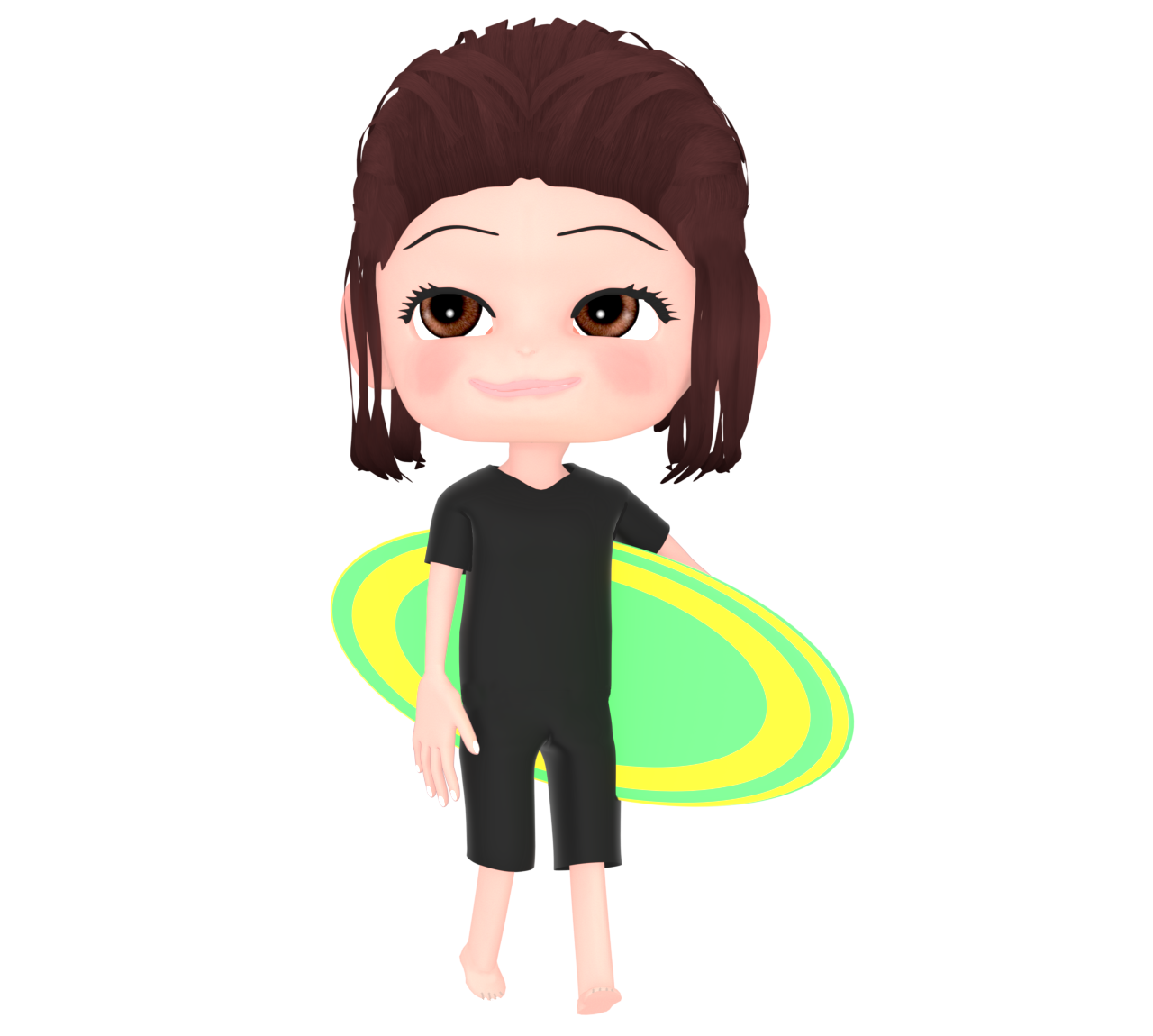 サーフボードを持つ女性のイラスト