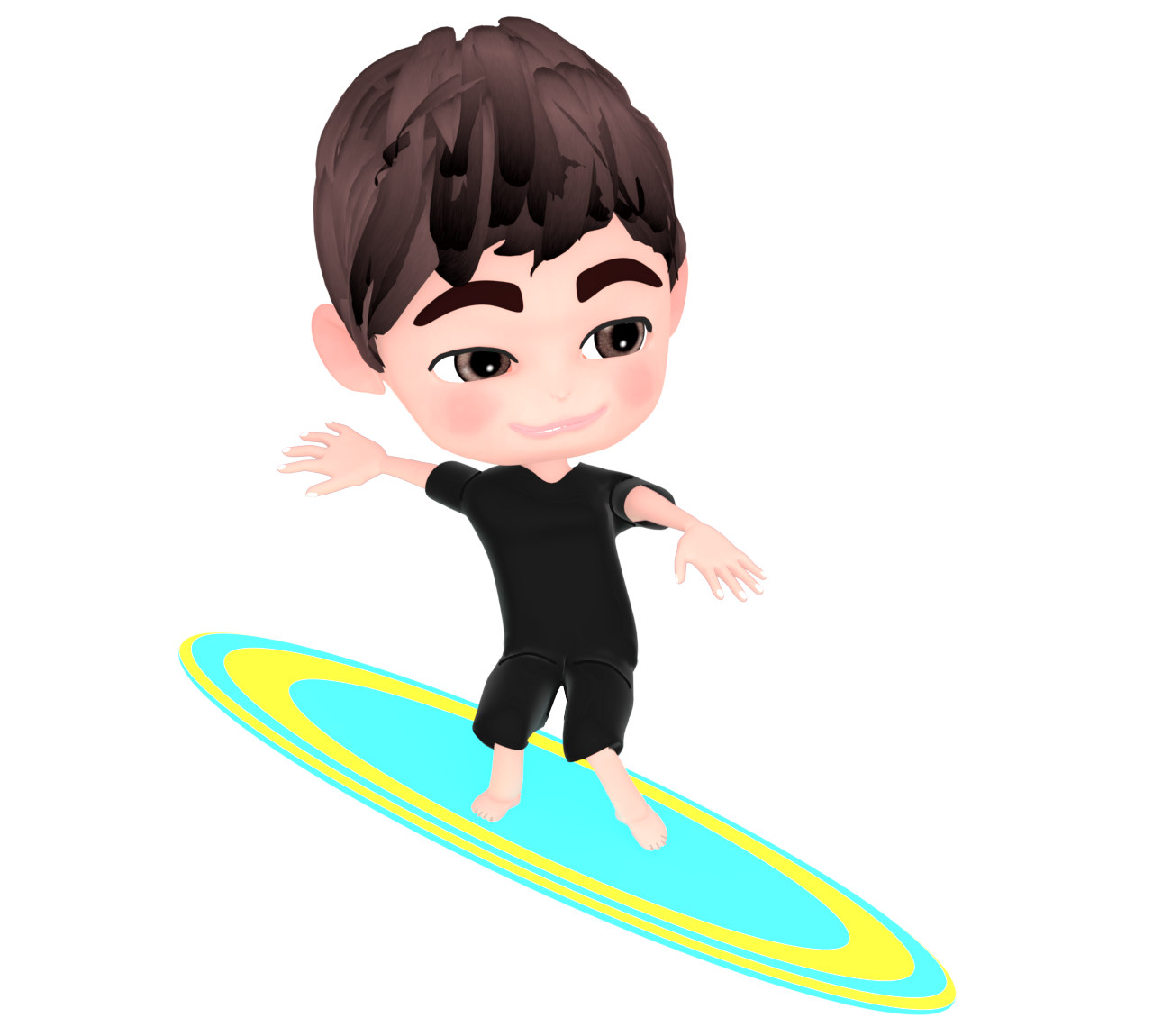 サーフィンをする男性のイラスト