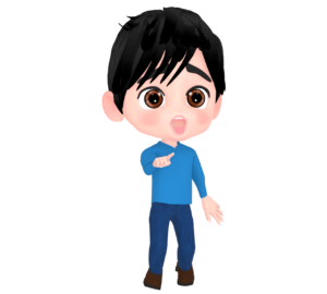 指をさして驚く男性のイラスト