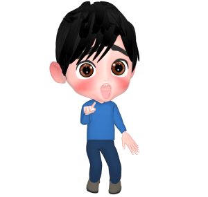 指をさして驚く男性のイラスト