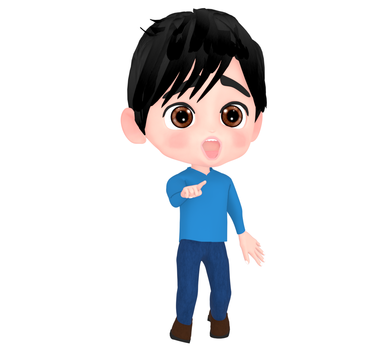 指をさして驚く男性のイラスト