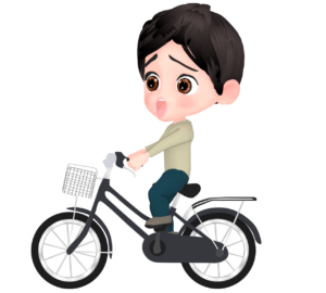 自転車に乗りながら驚く男性のイラスト