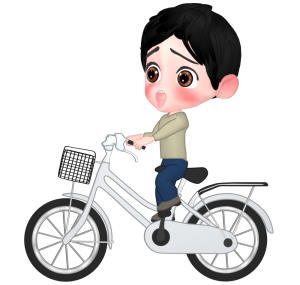 自転車に乗りながら驚く男性のイラスト