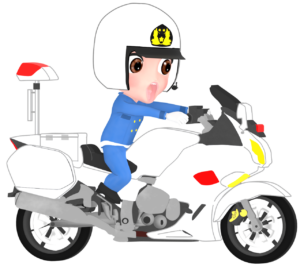 驚く白バイ隊員のイラスト