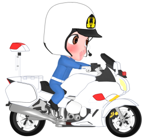 驚く白バイ隊員のイラスト