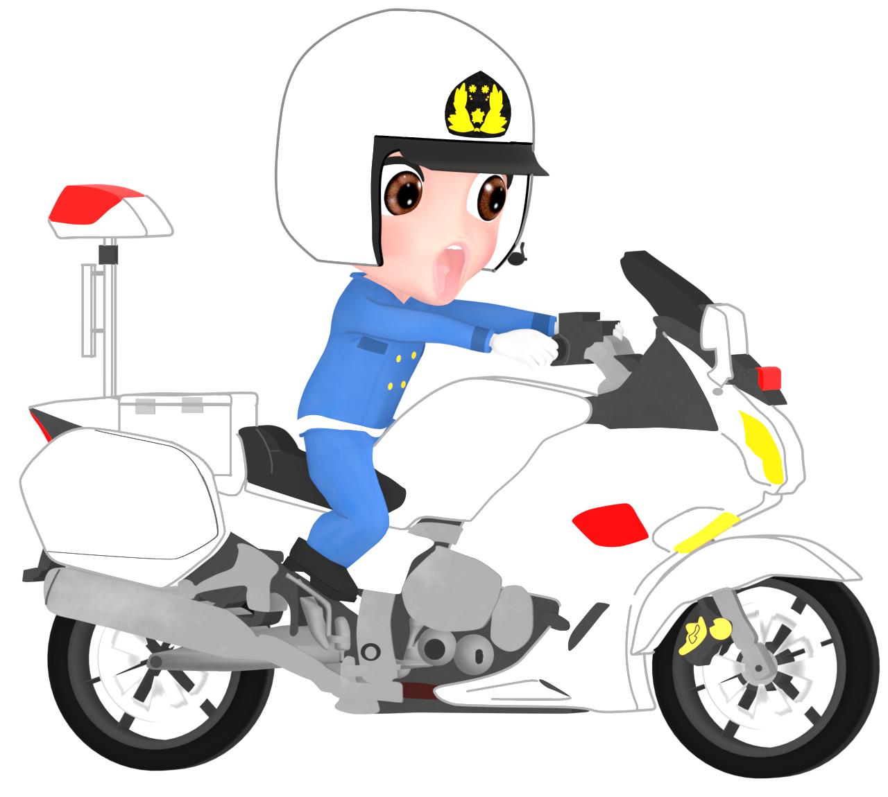 驚く白バイ隊員のイラスト