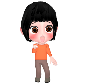 驚きながら指をさす女性のイラスト