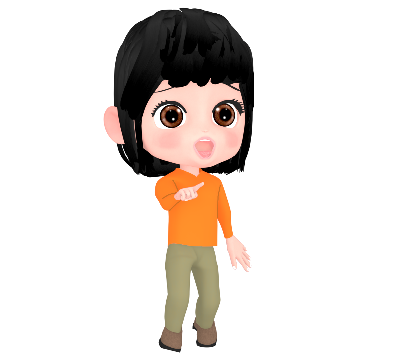 驚きながら指をさす女性のイラスト