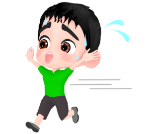 汗を流して走る男の子のイラスト