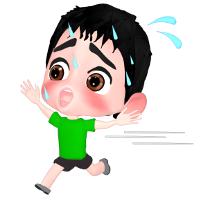 汗を流して走る男の子のイラスト