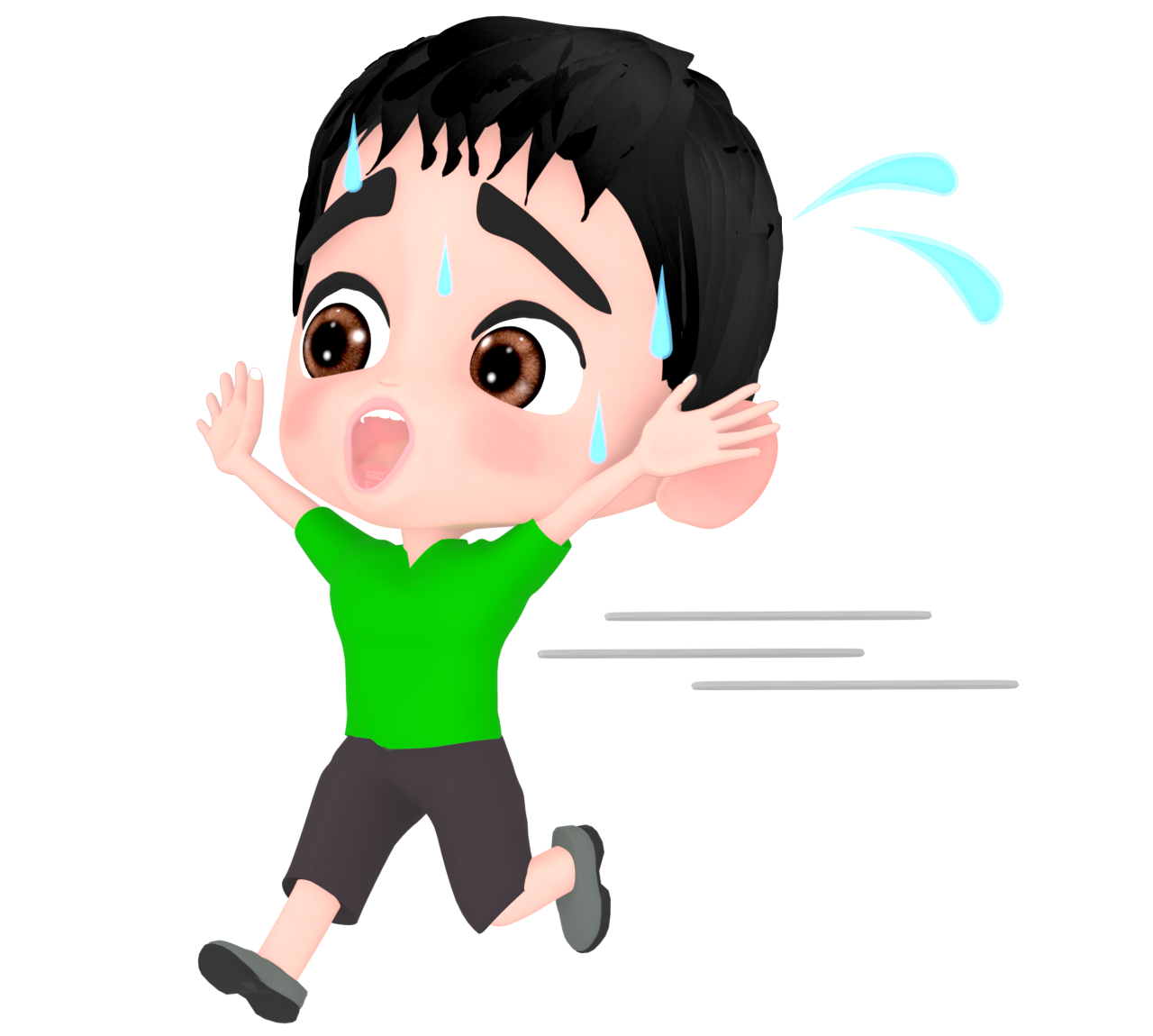 汗を流して走る男の子のイラスト