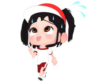 汗を流して走る女の子のイラスト