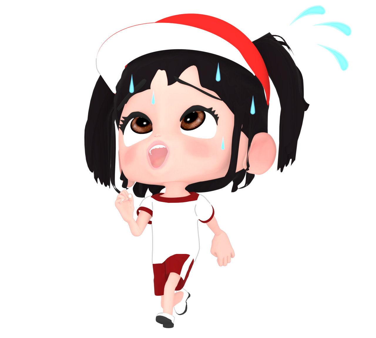 汗を流して走る女の子のイラスト