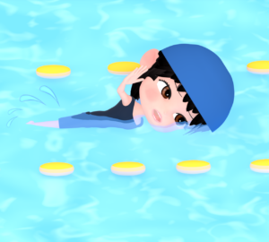 水泳でクロールをする女性のイラスト