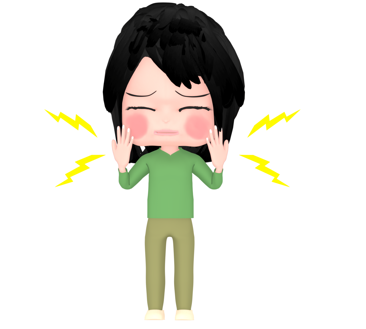 ほっぺたが腫れるおたふく風邪のイラスト