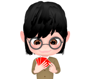 ババ抜きをする女性のイラスト