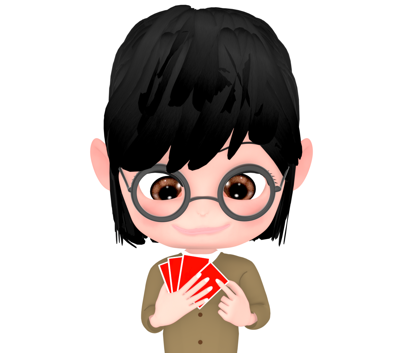 ババ抜きをする女性のイラスト
