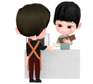 お財布からお金を取り出す人のイラスト