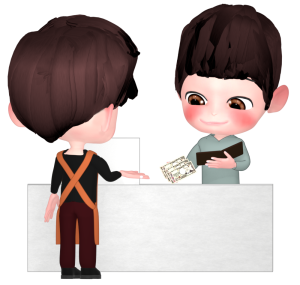 お財布からお金を取り出す人のイラスト