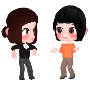 話しに驚く女性のイラスト