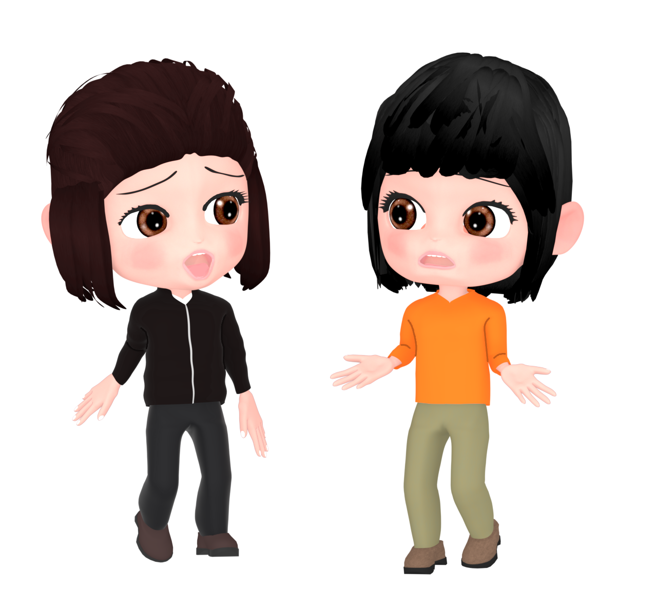 話の内容に驚く女性のイラスト