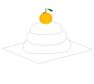 玉紙と鏡餅のイラスト